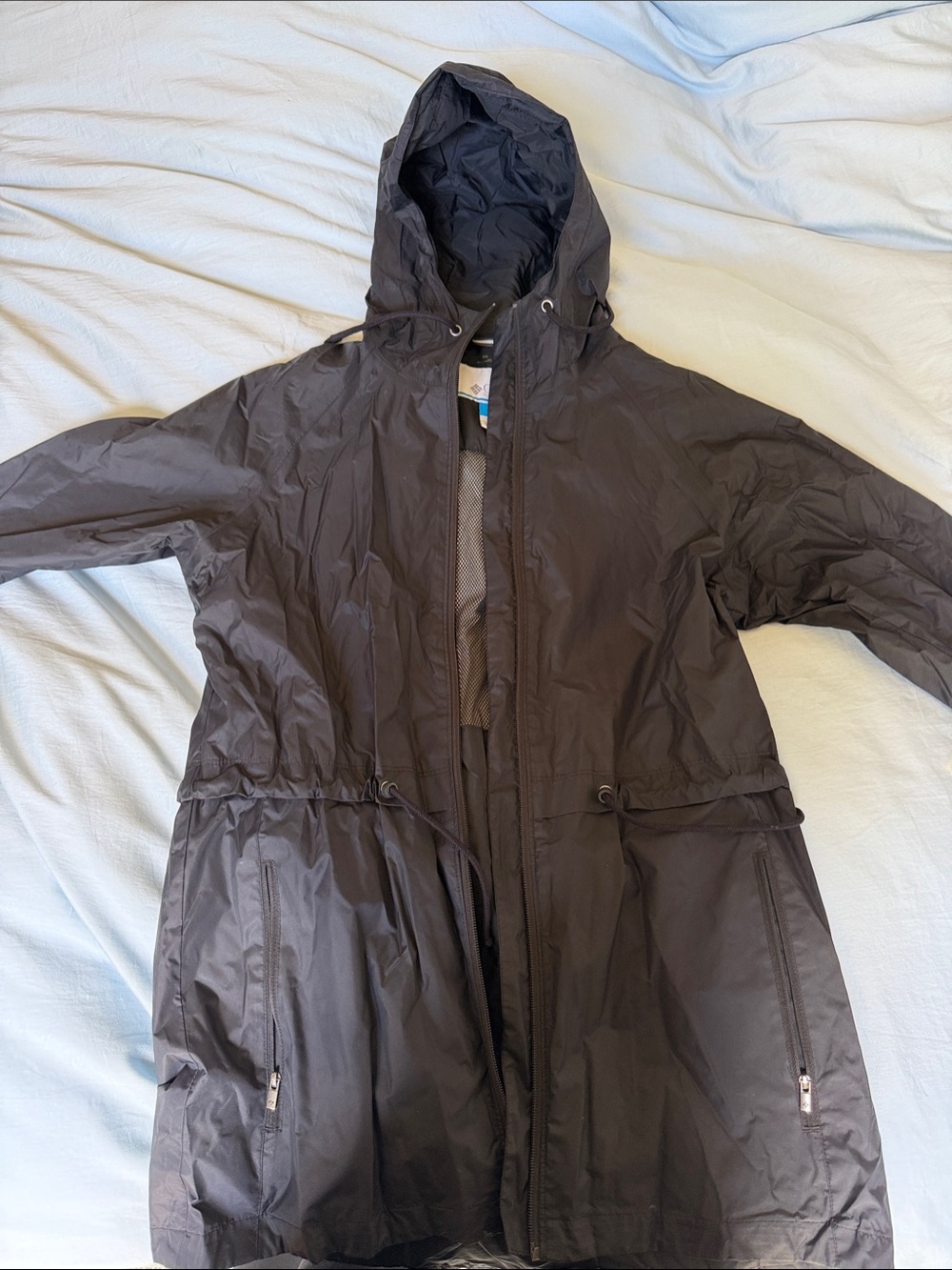 Women’s Black Hooded Trench Coat with Adjustable Waist